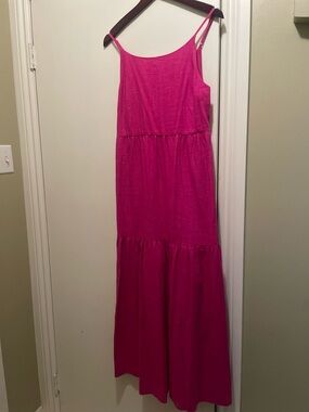 RW&CO. Hot Pink Tiered Maxi Dress with Spaghetti Straps